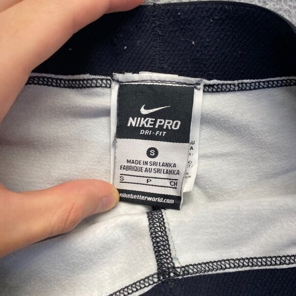 Nike pro Womens leggings printed black blue skinny athletic size small - Picture 3 of 10